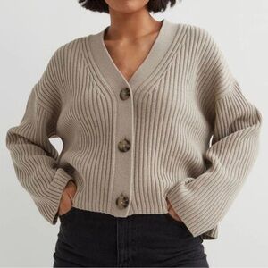 H&M Rib-Knit Chunky Sweater Taupe